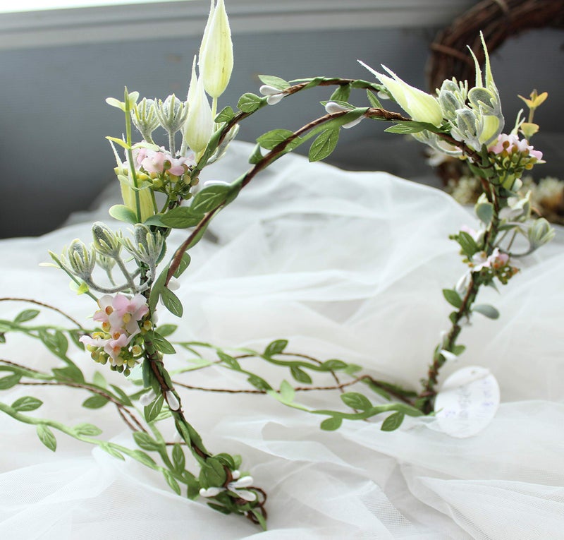 Vivivalue Vine Flower Crown Boho Flower Headband Hair Wreath Floral Headpiece Halo with Ribbon Wedding Party Festival Photos - Image 3